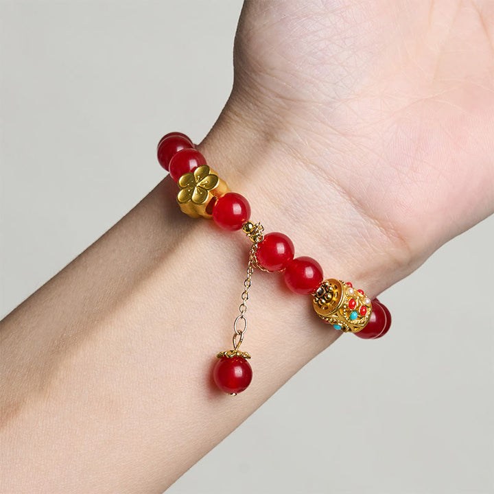 Braccialetto di positività con fiori di pietra di cristallo di agata bianca tibetana Buddha Stones - image 8