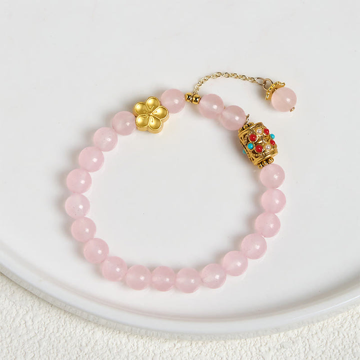 Braccialetto di positività con fiori di pietra di cristallo di agata bianca tibetana Buddha Stones - image 12