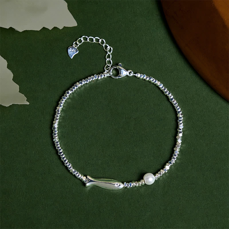 Braccialetto portafortuna con perle di pesce koi in argento placcato rame Buddha Stones - Pesce Koi color rame (circonferenza del polso: 15-17 cm) - image 0