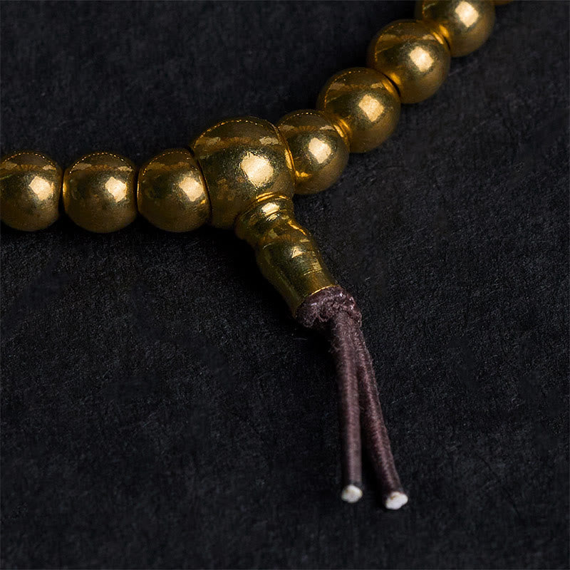 Braccialetto della ricchezza con perline in ottone puro e rame tibetano retrò Buddha Stones - image 4
