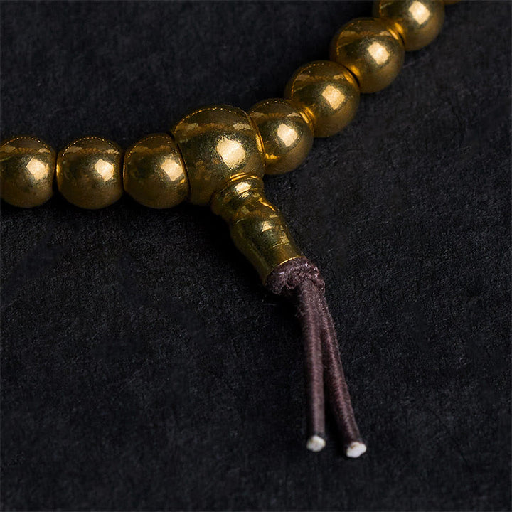 Braccialetto della ricchezza con perline in ottone puro e rame tibetano retrò Buddha Stones - image 4