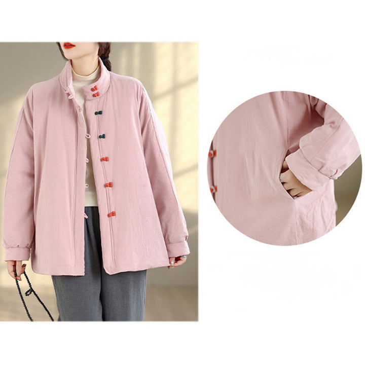 Giacca invernale da donna in cotone spesso con bottoni cinesi a forma di rana, a maniche lunghe, con tasche , Buddha Stones - image 11