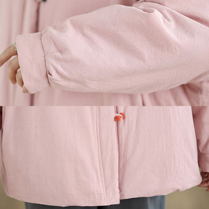 Giacca invernale da donna in cotone spesso con bottoni cinesi a forma di rana, a maniche lunghe, con tasche , Buddha Stones - image 7