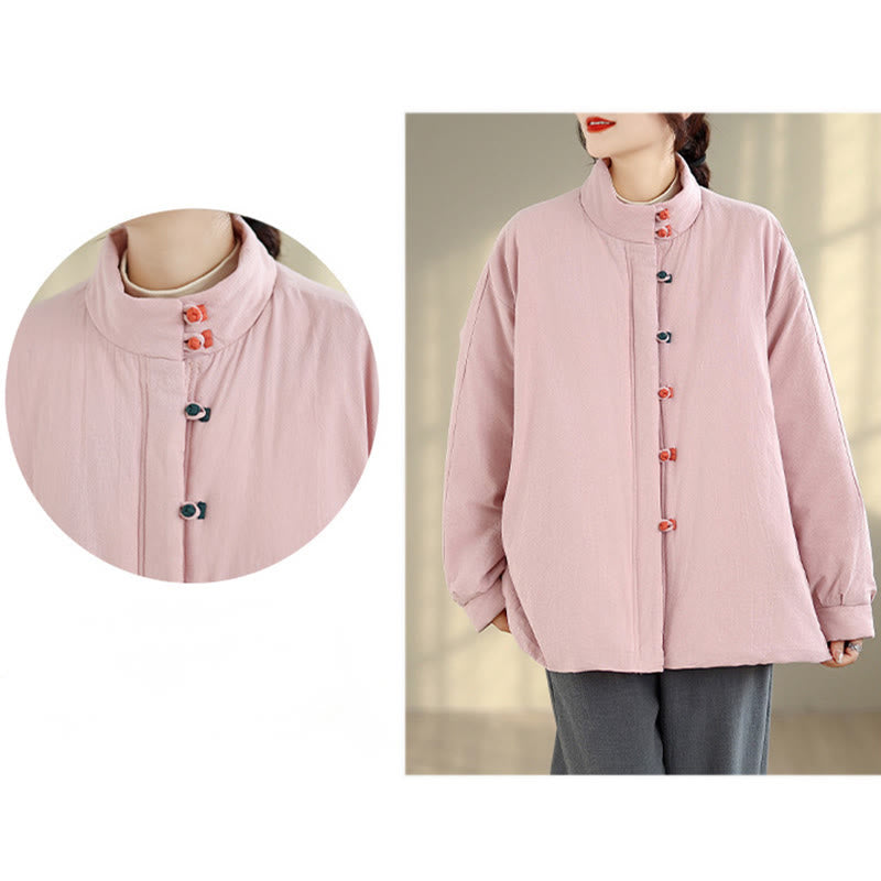 Giacca invernale da donna in cotone spesso con bottoni cinesi a forma di rana, a maniche lunghe, con tasche , Buddha Stones - image 9