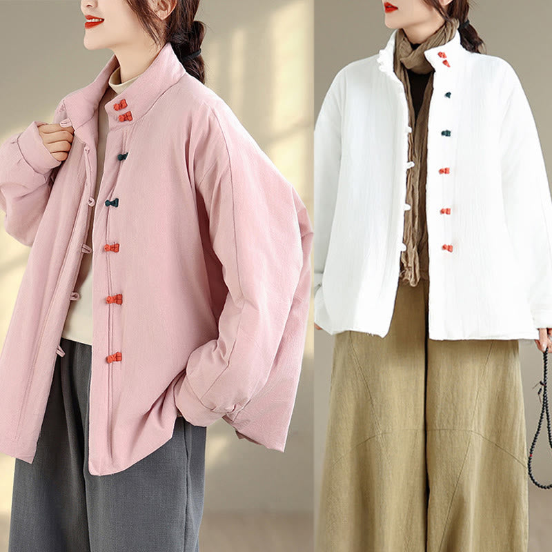 Giacca invernale da donna in cotone spesso con bottoni cinesi a forma di rana, a maniche lunghe, con tasche , Buddha Stones - image 19