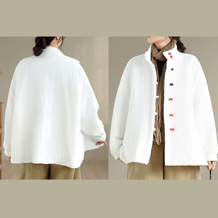 Giacca invernale da donna in cotone spesso con bottoni cinesi a forma di rana, a maniche lunghe, con tasche , Buddha Stones - image 18