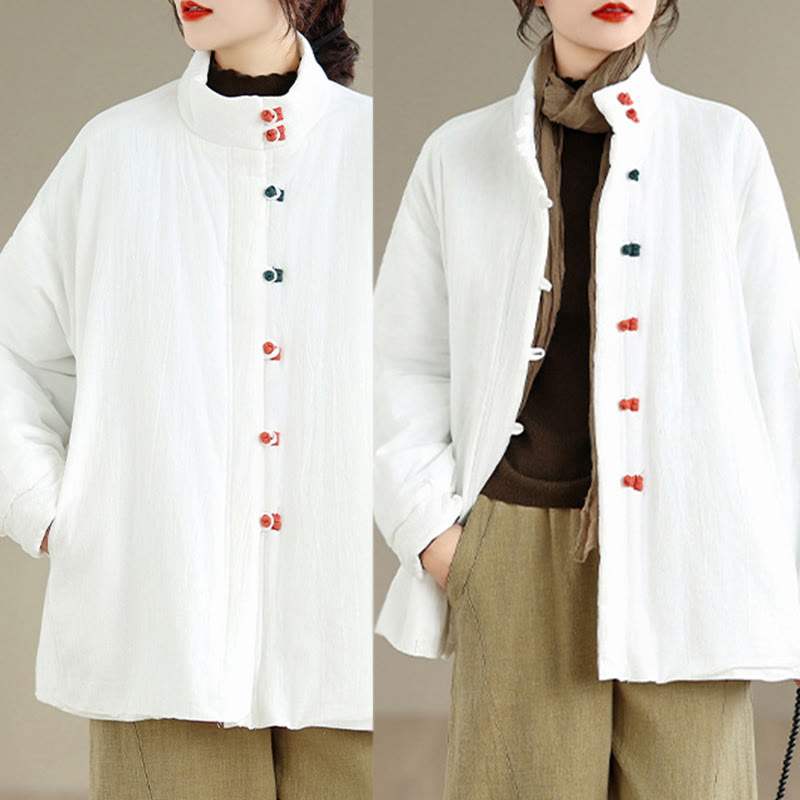 Giacca invernale da donna in cotone spesso con bottoni cinesi a forma di rana, a maniche lunghe, con tasche , Buddha Stones - image 17