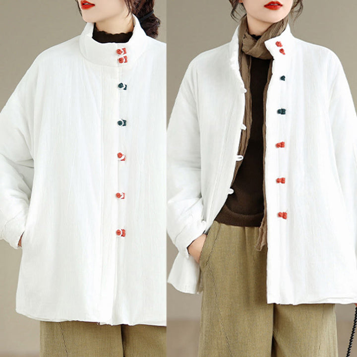 Giacca invernale da donna in cotone spesso con bottoni cinesi a forma di rana, a maniche lunghe, con tasche , Buddha Stones - image 17