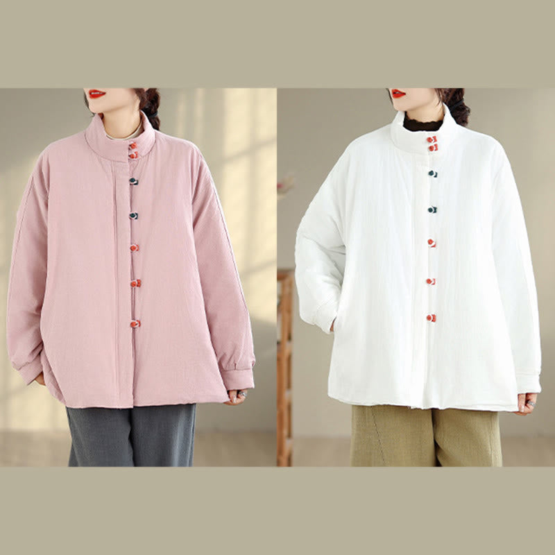 Giacca invernale da donna in cotone spesso con bottoni cinesi a forma di rana, a maniche lunghe, con tasche , Buddha Stones - image 20