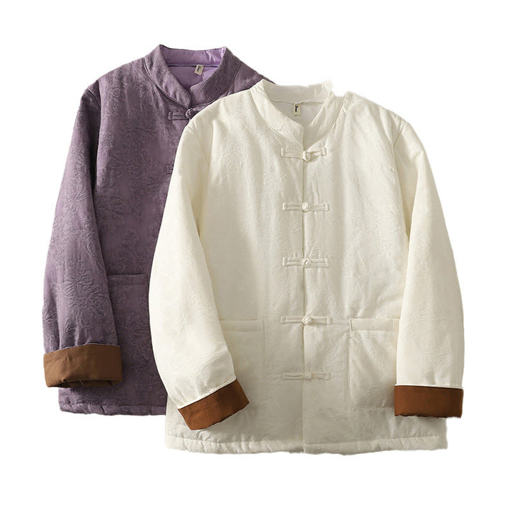 Giacca da donna in cotone a maniche lunghe con tasche e design a bottoni a rana, Buddha Stones - image 16