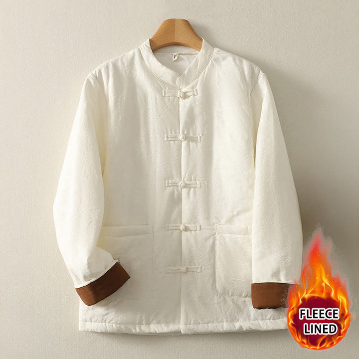 Giacca da donna in cotone a maniche lunghe con tasche e design a bottoni a rana, Buddha Stones - Beige - US8-10, UK/AU12-14, EU40-42 (XL) - image 5