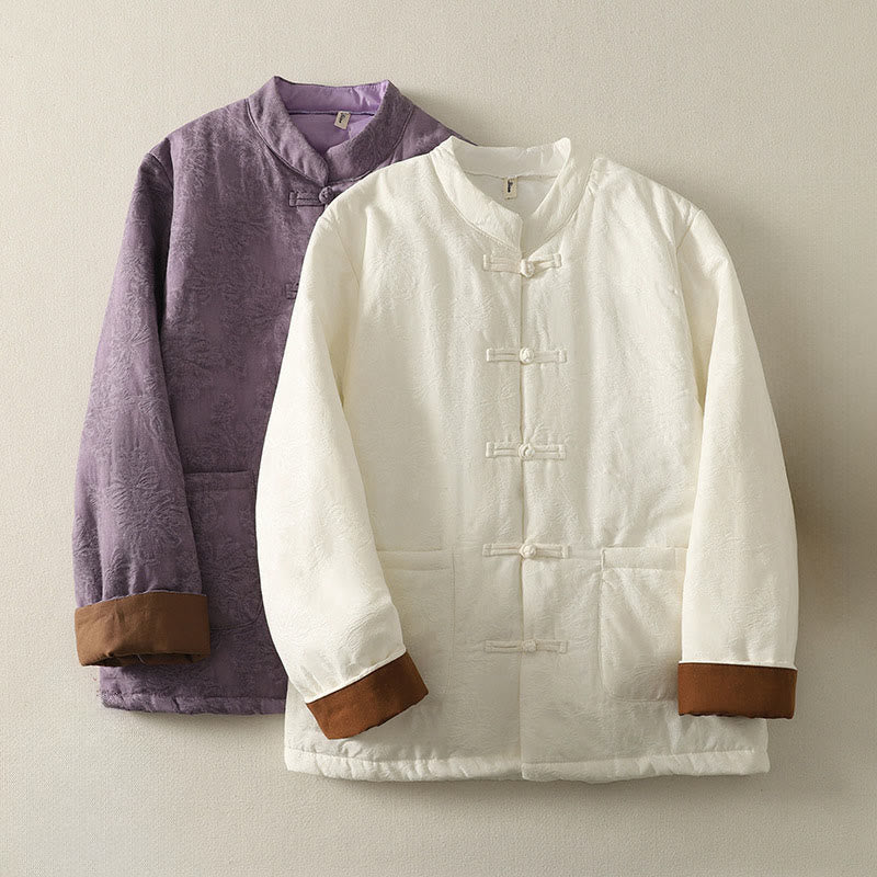 Giacca da donna in cotone a maniche lunghe con tasche e design a bottoni a rana, Buddha Stones - image 15