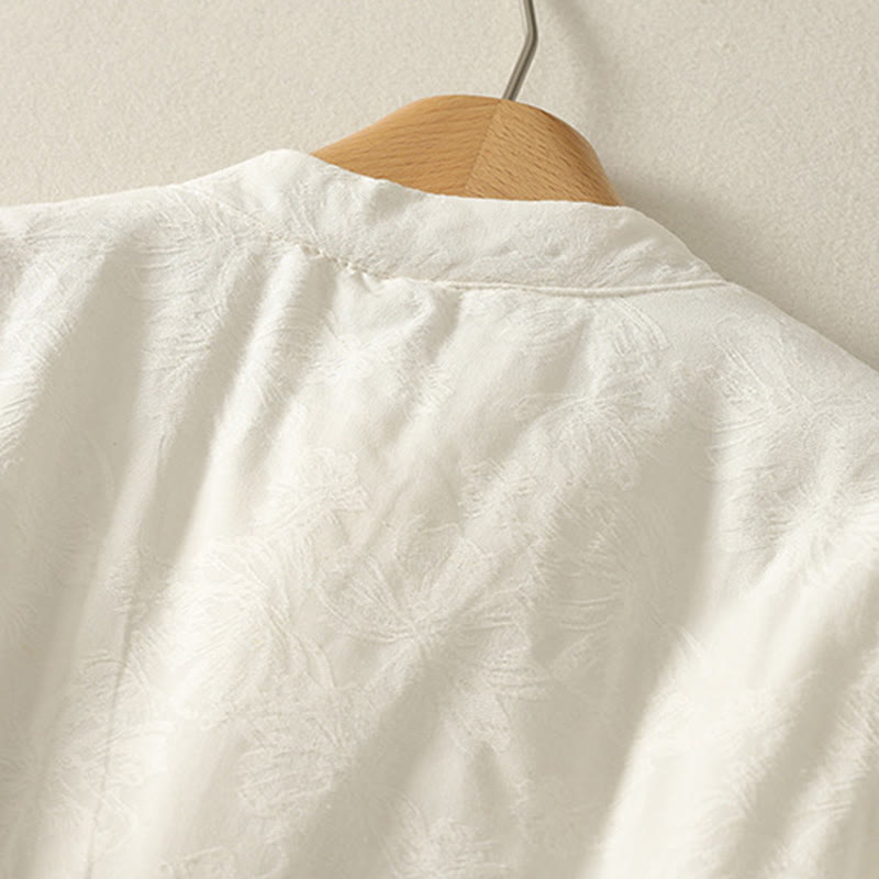 Giacca da donna in cotone a maniche lunghe con tasche e design a bottoni a rana, Buddha Stones - image 8