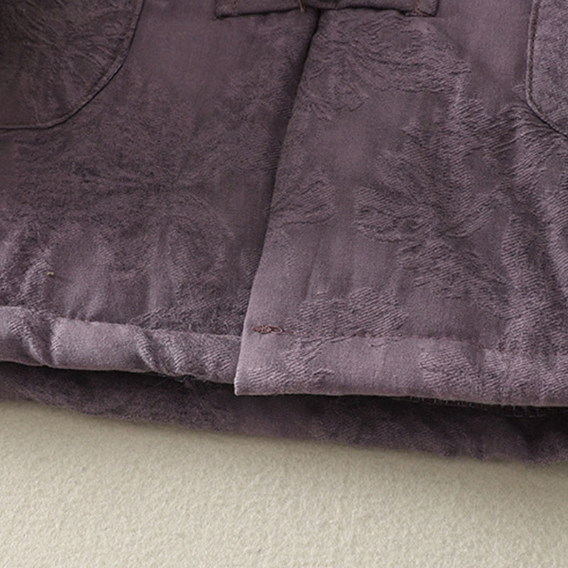 Giacca a maniche lunghe con tasche e design a bottoni a rana in tinta unita da donna Buddha Stones - image 4