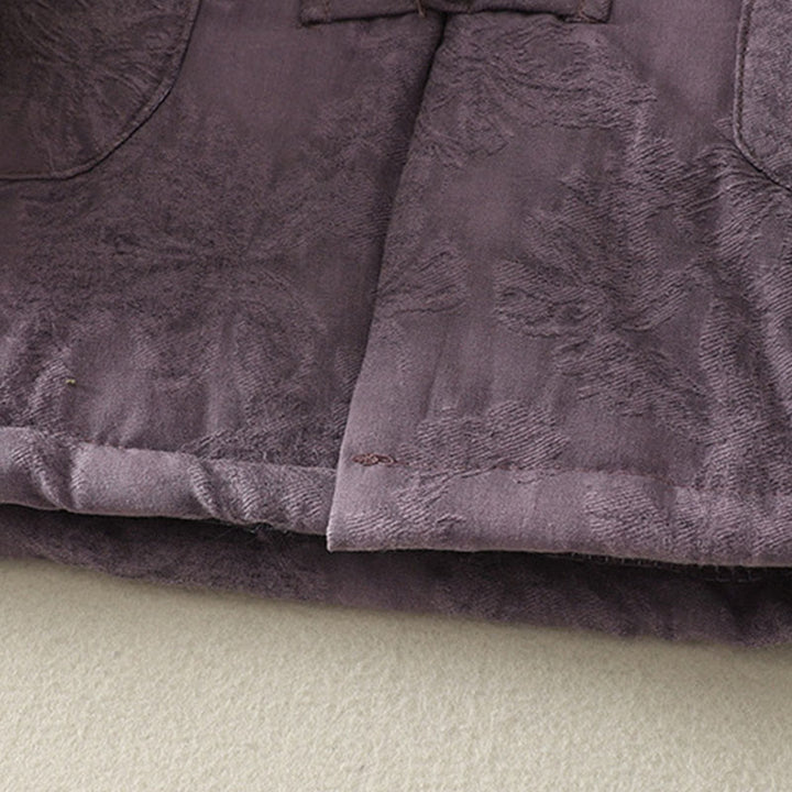 Giacca a maniche lunghe con tasche e design a bottoni a rana in tinta unita da donna Buddha Stones - image 4