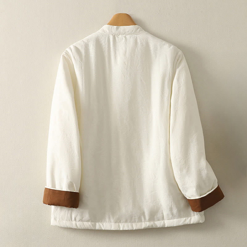 Giacca a maniche lunghe con tasche e design a bottoni a rana in tinta unita da donna Buddha Stones - image 6