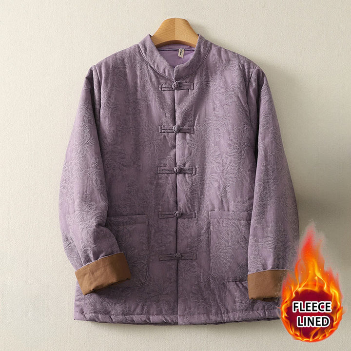 Giacca da donna in cotone a maniche lunghe con tasche e design a bottoni a rana, Buddha Stones - Orchidea media - US8-10, UK/AU12-14, EU40-42 (XL) - image 0