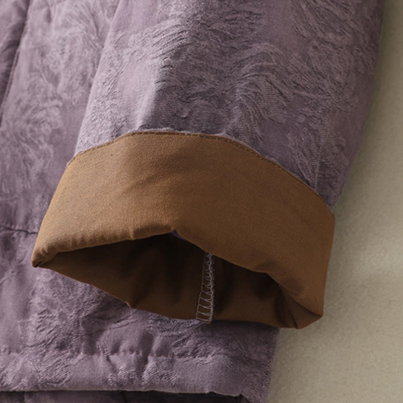 Giacca a maniche lunghe con tasche e design a bottoni a rana in tinta unita da donna Buddha Stones - image 3