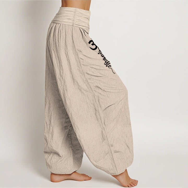 Buddha Stones Pantaloni harem da donna in puro cotone con elastico in vita e motivo Namaste Om - image 16
