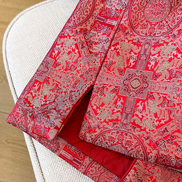 Giacca da donna in cotone con maniche lunghe, motivo floreale simmetrico in jacquard Buddha Stones e tasche - image 12