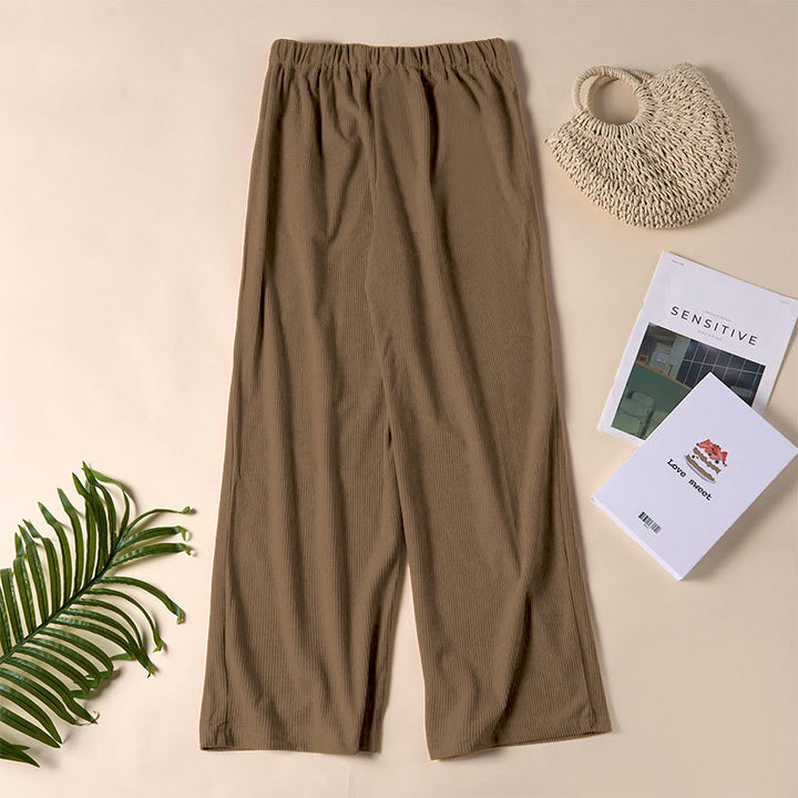 Pantaloni da donna casual in velluto a coste con tasche e gamba dritta Buddha Stones - image 1