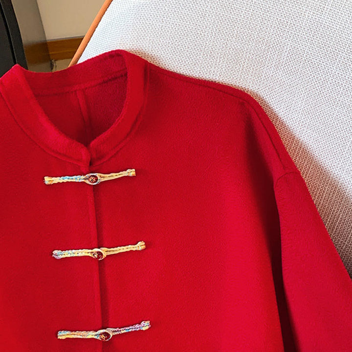 Giacca da donna in cotone a maniche lunghe con tasche, ricamo invernale con bottoni Buddha Stones - image 4