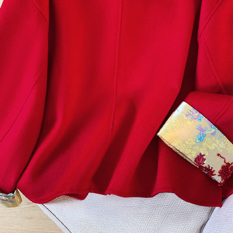 Giacca da donna in cotone a maniche lunghe con tasche, ricamo invernale con bottoni Buddha Stones - image 7