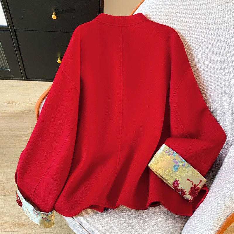 Giacca da donna in cotone a maniche lunghe con tasche, ricamo invernale con bottoni Buddha Stones - image 2