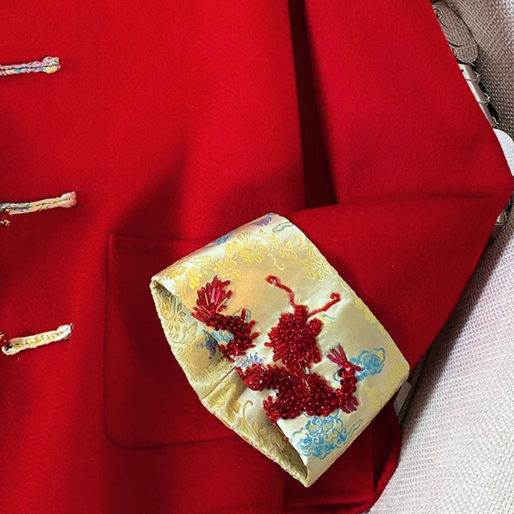 Giacca da donna in cotone a maniche lunghe con tasche, ricamo invernale con bottoni Buddha Stones - image 9