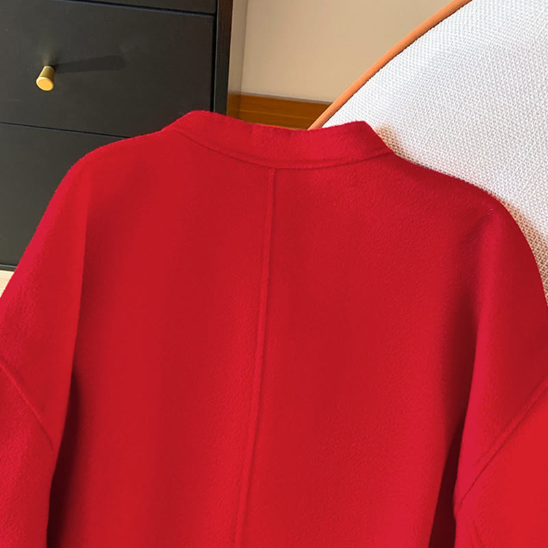 Giacca da donna in cotone a maniche lunghe con tasche, ricamo invernale con bottoni Buddha Stones - image 5