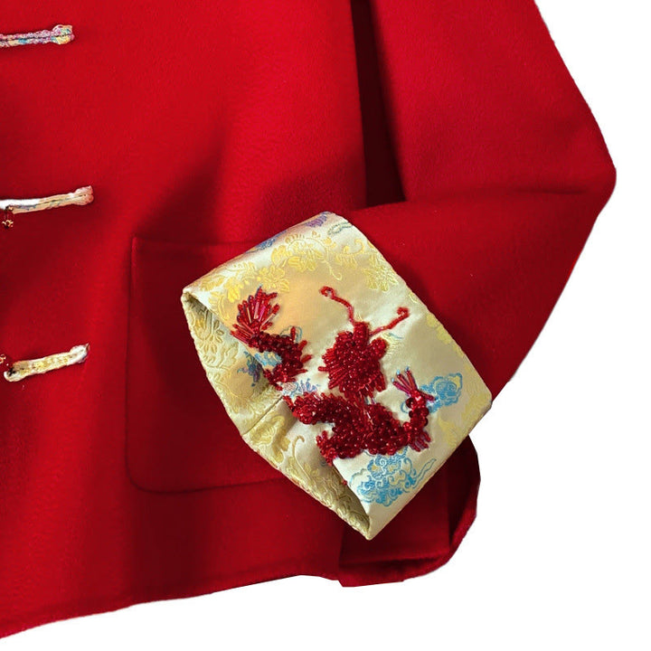 Giacca da donna in cotone a maniche lunghe con tasche, ricamo invernale con bottoni Buddha Stones - image 11