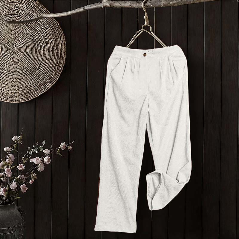 Pantaloni da donna casual in velluto a coste con tasche e gamba dritta Buddha Stones - image 13