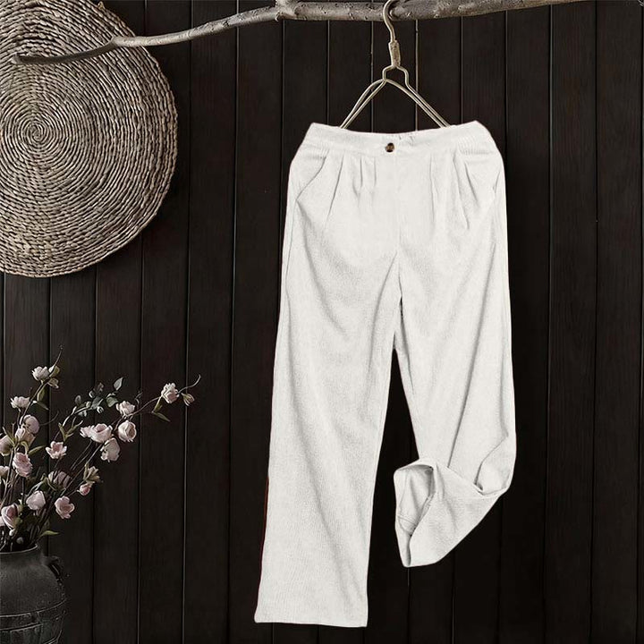 Pantaloni da donna casual in velluto a coste con tasche e gamba dritta Buddha Stones - image 13
