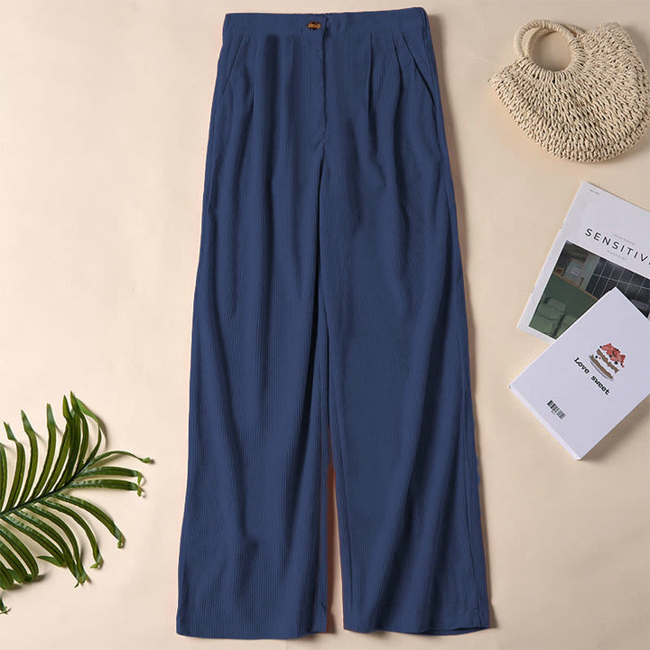 Pantaloni da donna casual in velluto a coste con tasche e gamba dritta Buddha Stones - Marina - US14, UK/AU18, EU46 (2XL) - image 21