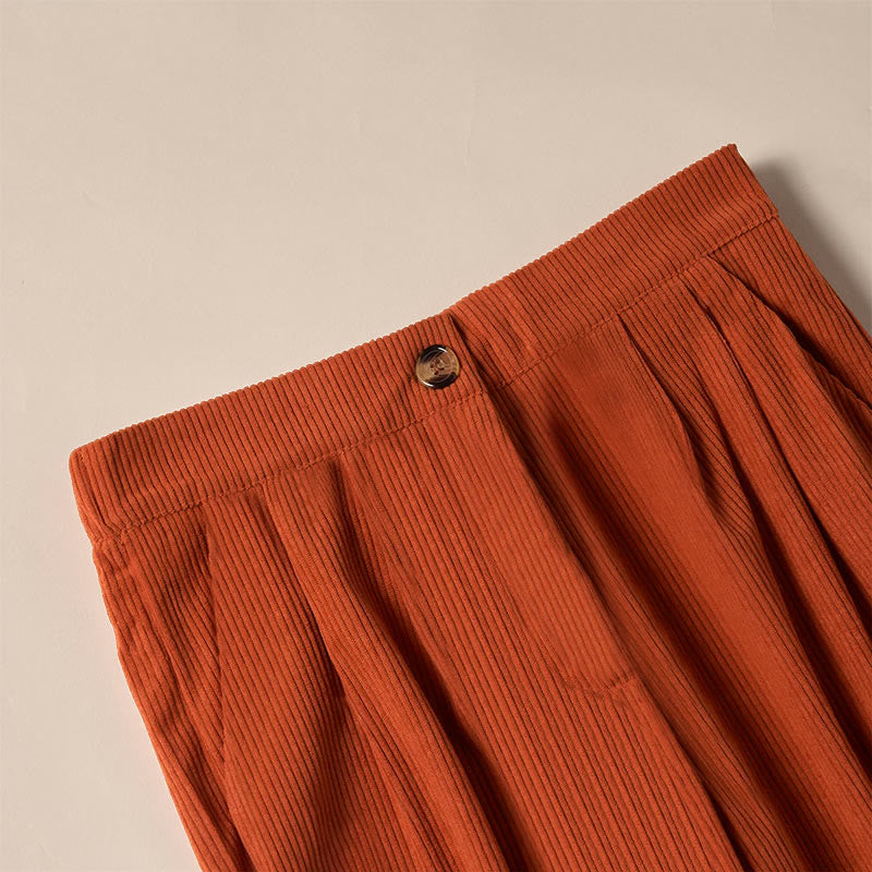 Pantaloni da donna casual in velluto a coste con tasche e gamba dritta Buddha Stones - image 29