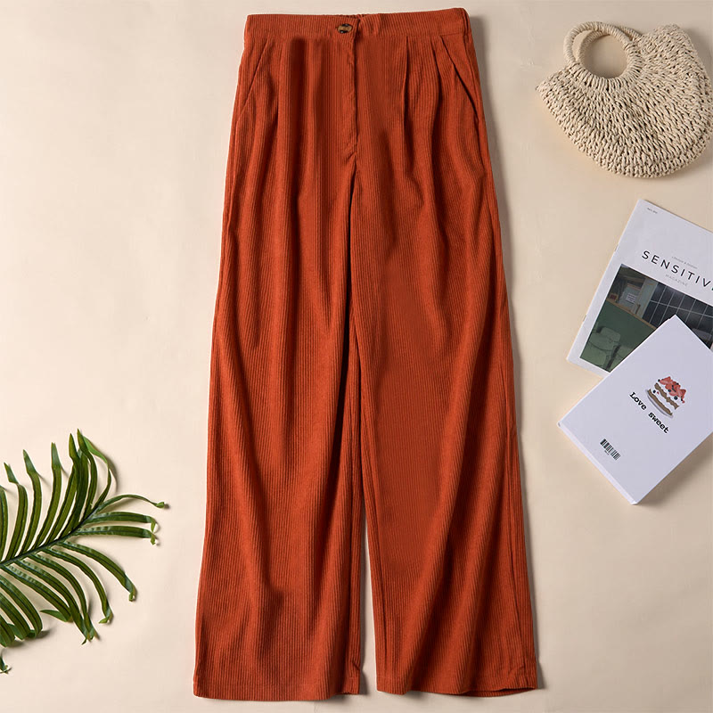 Pantaloni da donna casual in velluto a coste con tasche e gamba dritta Buddha Stones - Cioccolato - US14, UK/AU18, EU46 (2XL) - image 26