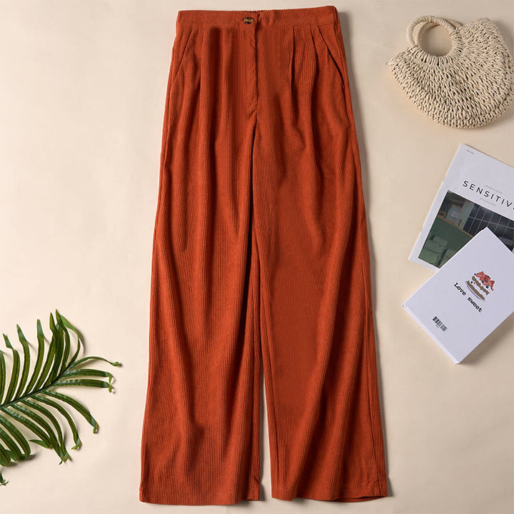 Pantaloni da donna casual in velluto a coste con tasche e gamba dritta Buddha Stones - Cioccolato - US14, UK/AU18, EU46 (2XL) - image 26