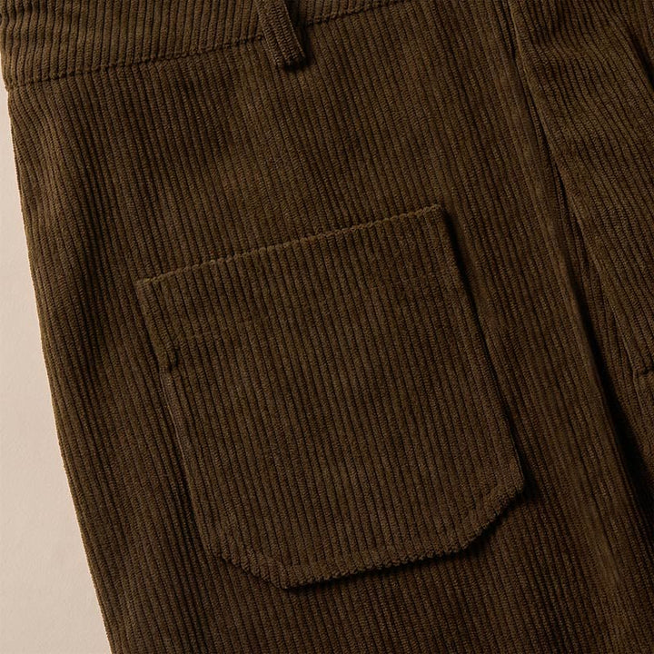 Pantaloni larghi da donna in velluto a coste semplice con bottoni e tasche, in poliestere, con Buddha Stones - image 2