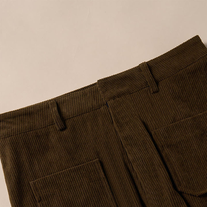 Pantaloni larghi da donna in velluto a coste semplice con bottoni e tasche, in poliestere, con Buddha Stones - image 8