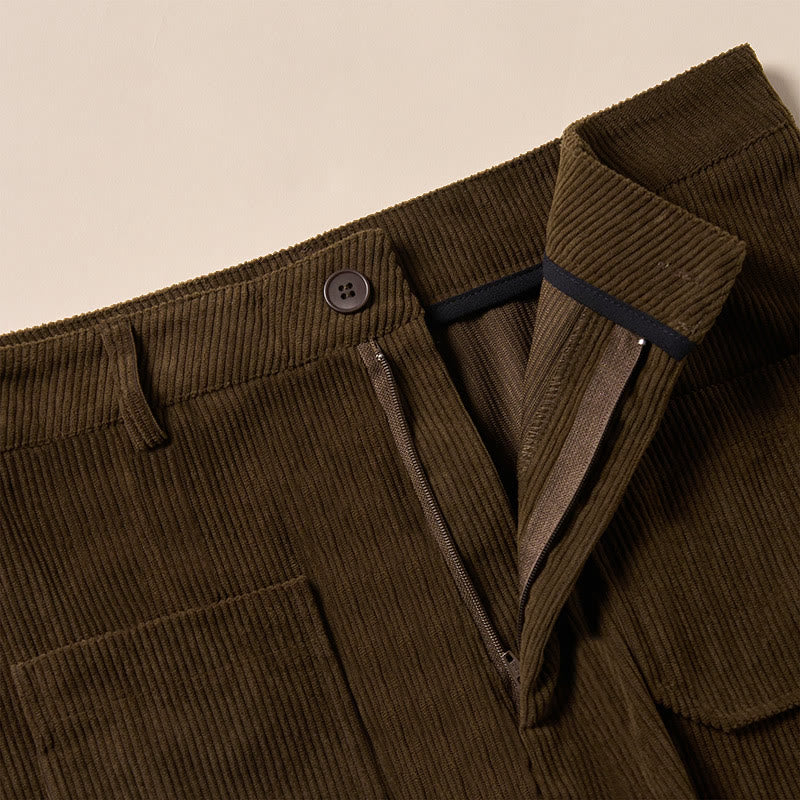 Pantaloni larghi da donna in velluto a coste semplice con bottoni e tasche, in poliestere, con Buddha Stones - image 7