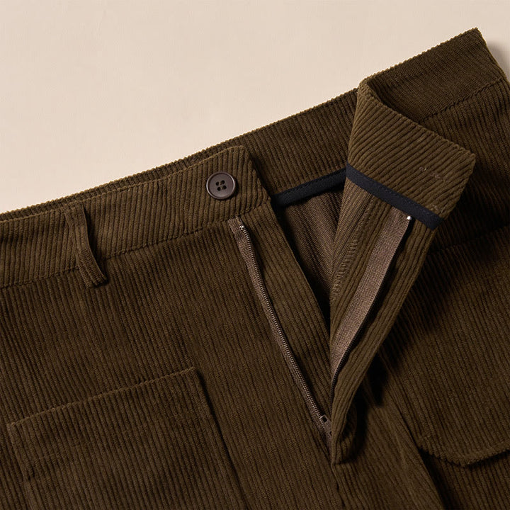 Pantaloni larghi da donna in velluto a coste semplice con bottoni e tasche, in poliestere, con Buddha Stones - image 7