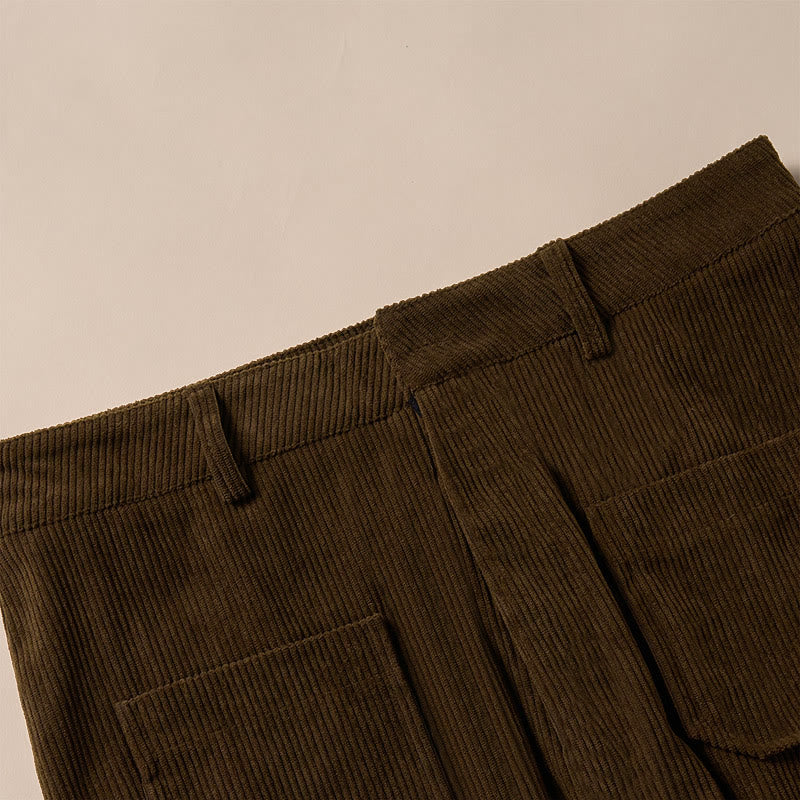 Pantaloni larghi da donna in velluto a coste semplice con bottoni e tasche, in poliestere, con Buddha Stones - image 8