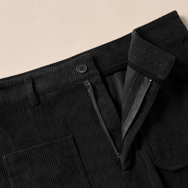 Pantaloni larghi da donna in velluto a coste semplice con bottoni e tasche, in poliestere, con Buddha Stones - image 28