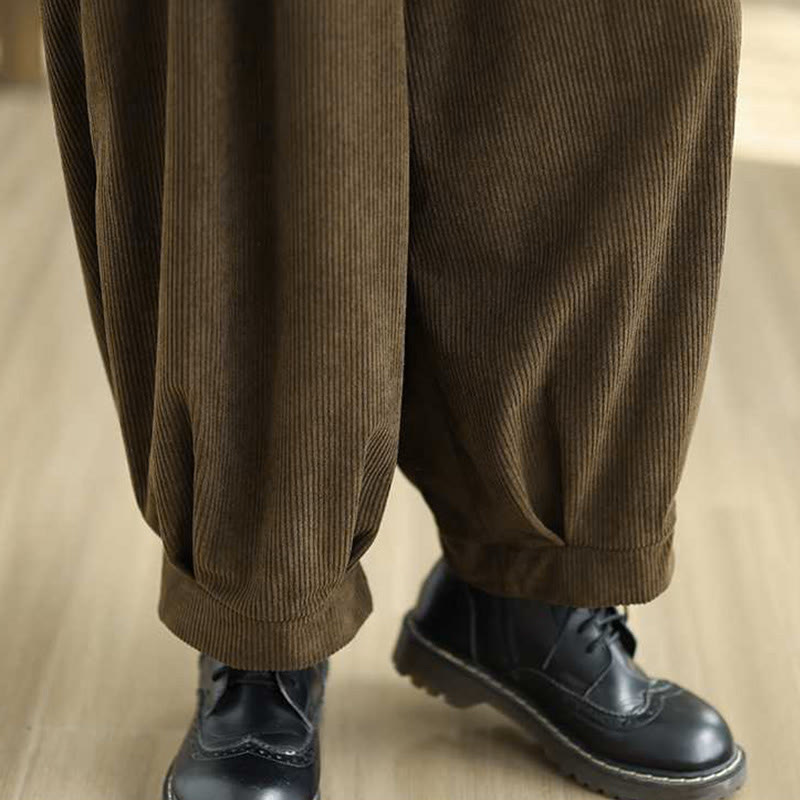 Pantaloni harem da donna in velluto a coste con tasche, modello semplice, tinta unita invernale, lunghezza alla caviglia , Buddha Stones - image 22