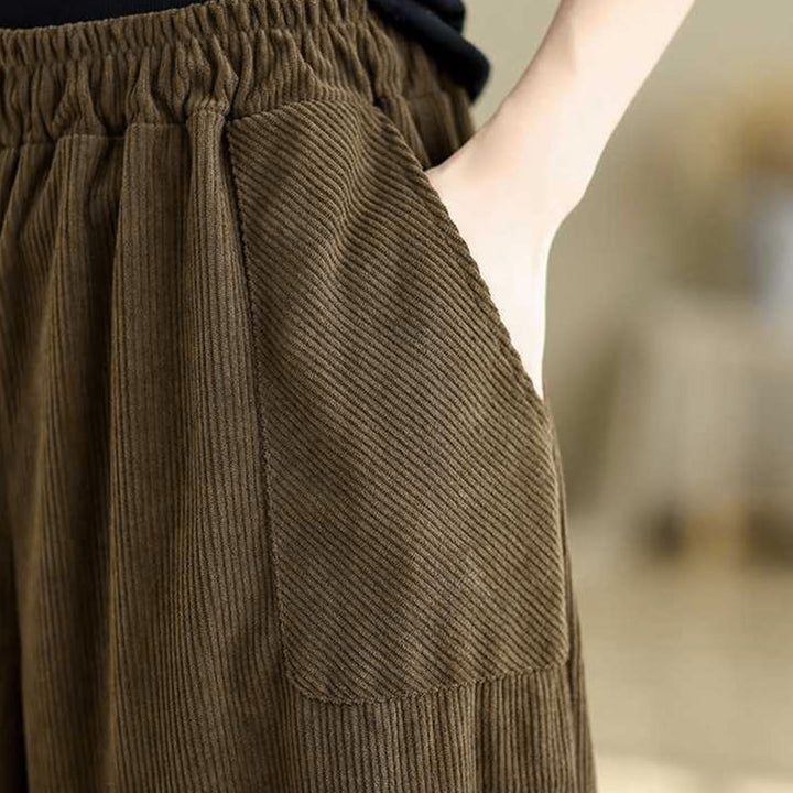 Pantaloni harem da donna in velluto a coste con tasche, modello semplice, tinta unita invernale, lunghezza alla caviglia , Buddha Stones - image 21