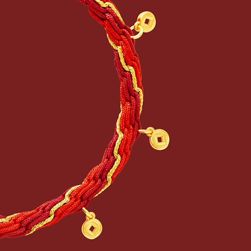 Buddha Stones Bracciale intrecciato con corda rossa portafortuna in oro 18k placcato in rame con carattere Fu dell'anno del cavallo - image 11