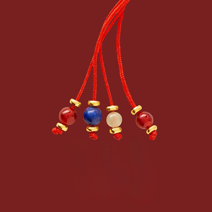 Buddha Stones Bracciale intrecciato con corda rossa portafortuna in oro 18k placcato in rame con carattere Fu dell'anno del cavallo - image 10