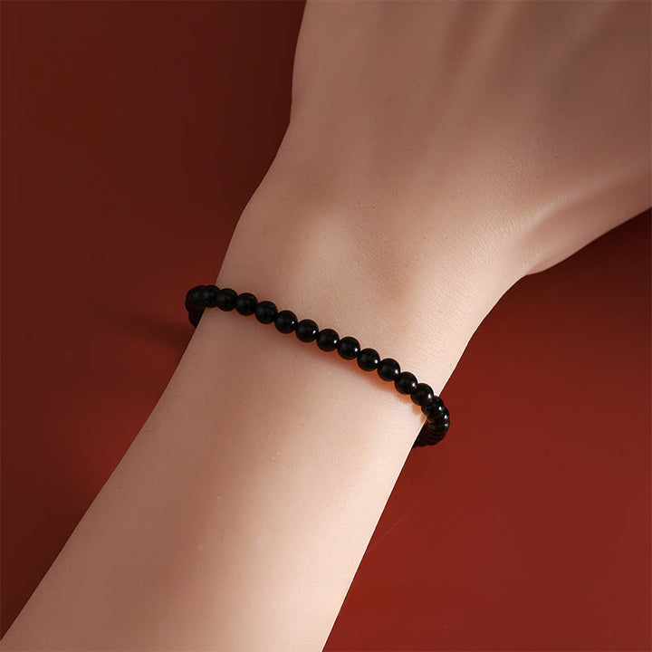 Bracciale Buddha Stones Year Of The Horse in argento sterling 925 con ossidiana nera naturale e forza - image 3