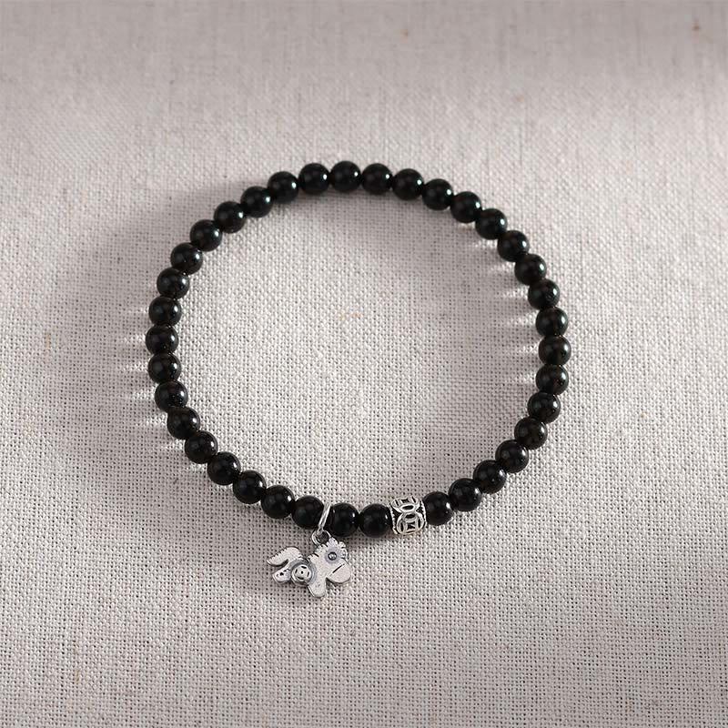 Bracciale Buddha Stones Year Of The Horse in argento sterling 925 con ossidiana nera naturale e forza - image 13