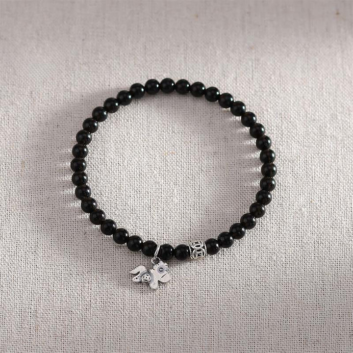 Bracciale Buddha Stones Year Of The Horse in argento sterling 925 con ossidiana nera naturale e forza - image 13